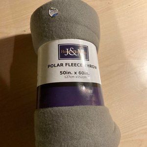 JM Fleece Throw Blanket 50" x 60" Dark Gray (Brand New)